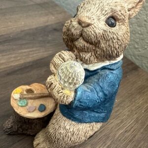 VTG Charming Brown and Blue Rabbit Figurine